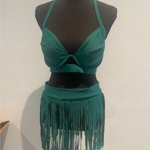 SHEIN Dark Green Bikini Three Piece Set